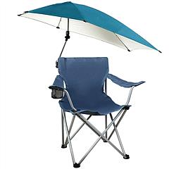 Foldable Beach Chair with Detachable Umbrella Armrest Adjustable Canopy Stool with Cup Holder Carry Bag for Camping Poolside Travel Picnic Lawn Chair