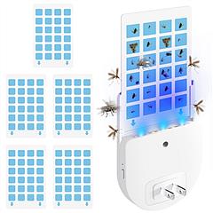 Plug-In Indoor Flying Insect Trap 5 Glue Boards UV Light Mosquito Killer With Night Light Dimmable Brightness Fly Odorless Safe Bug Zapper for Gnat Mo