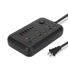 Power Strip with 5.9FT Extension Cord 3 AC Outlets and 4 USB A Ports 2 USB C Port 2500W Wall Mount Outlet Extender for Home Office Dorm Travel