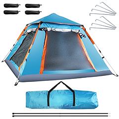 4-5 Person Camping Tent Outdoor Foldable Waterproof Tent with 2 Mosquito Nets Windows Carrying Bag for Hiking Climbing Adventure Fishing