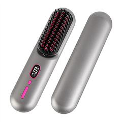 Cordless Negative Ion Hair Straightener Brush Rechargeable Mini Styling Comb with 12 Heating Levels Anti-scald 30S Preheating 30Mins Auto Sleep LCD Di