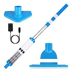 Rechargeable Handheld Pool Vacuum Kit With Corner Brush Long Brush 62.99IN Telescopic Rod IPX8 Cordless Pool Cleaner for Spa Hot Tub Small Pool Debris