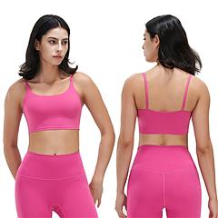 Women Strap Sport Bras Padded Strappy Crop Square Neck Low Impact Bras Sexy Fitness Tank Tops with Removable Pads Flat Straps for Gym Yoga Workout Run