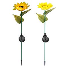 2Pcs Solar Powered Sunflower Lights 10 LED Decorative Stake Lamp IP65 Waterproof Pathway Landscape Lights For Garden Patio Yard Walkway