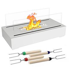 Tabletop Fire Pit With Roasting Sticks Portable Indoor Outdoor Tabletop Fireplace Ethanol Mini Fire Pit Table Top Decoration for Christmas Dinner Part