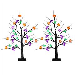 2Pack 1.97FT Lighted Halloween Trees Halloween Indoor Decorations Black Halloween Tree Lights with Timer Adjustable Twigs for Tabletop Party