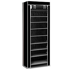 iMounTEK 10 Tiers DIY Shoe Cabinet Dustproof Easy Assemble Tidy Shoe Rack Non-Woven Fabric Holding 27 Pair Shoes Black