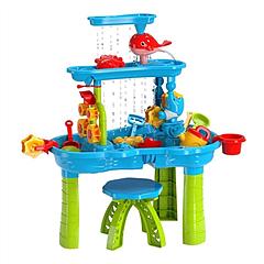 Kid Sand Water Table Toddler Water Activity Table Rain Showers Play Table Toy for 3-6 Years Old Sensory Exercise Friendship Building