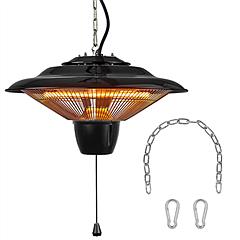 1500W Outdoor Hanging Patio Heater Ultra-Quiet Electric Heating Lamp IP23 Waterproof 2 Heating Levels Overheating Protection Ceiling Mounted Outdoor H