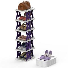 6 Tier Foldable Shoe Rack Vertical Shoe Organizer Narrow Shoe Rack for Small Spaces Space Saving Free Standing for Corner Entryway Hallway Bedroom