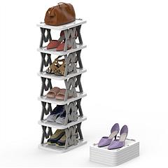 6 Tier Foldable Shoe Rack Vertical Shoe Organizer Narrow Shoe Rack for Small Spaces Space Saving Free Standing for Corner Entryway Hallway Bedroom