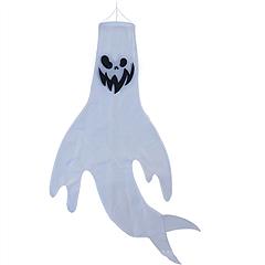 4Pcs Halloween Ghosts With Witch Hats Windsocks Hanging Decoration With Colorful LED Light Outdoor Flag Wind Socks Halloween Party Decoration For Yard