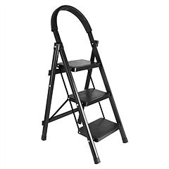 3-Step Foldable Ladder With Wide Anti-Slip Pedal Safety Locking Design Soft Handgrip Portable Lightweight Folding Step Stool 330LBS Load Capacity for 