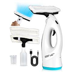 4 In 1 Cordless Window Vacuum Cleaner Rechargeable Glass Tile Mirror Cleaning Tool with Dual Water Tanks Multifunctional Spray Bottle