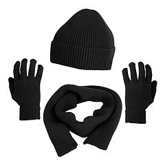 Winter Knitted Hat Scarf Gloves 3Pcs Winter Warm Beanie and Touch Screen Gloves Long Neck Scarf Set Knit Beanie Skull Cap Neck Warmer Anti-Slip Mitten