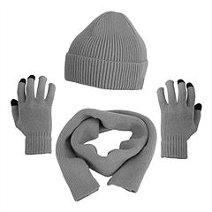 Winter Knitted Hat Scarf Gloves 3Pcs Winter Warm Beanie and Touch Screen Gloves Long Neck Scarf Set Knit Beanie Skull Cap Neck Warmer Anti-Slip Mitten