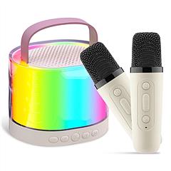 Mini Karaoke Machine With 2 Wireless Microphones Portable Karaoke Set for Kids Adults with RGB Lights Magic Sounds Echo Effect Gift for Boys Girls