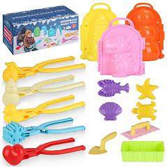 15Pcs Winter Snowball Tool Kit Kids Snow Molds Outdoor Snow Beach Toys for Kids Toddlers Adults Snowman Snowflake Duck Dinosaur