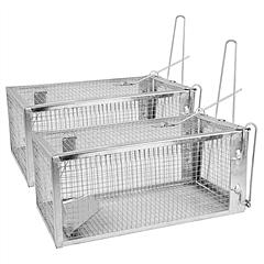 2 Pack Rat Trap Cage Humane Live Rodent Trap Cage Galvanized Iron Mice Mouse Control Bait Catch with Detachable U Shaped Rod