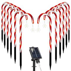 Solar Christmas Candy Cane Lights with 12 Candies 72LEDs Outdoor Christmas Decorations IP44 Waterproof Flickering Pathway Markers String Lights with 8