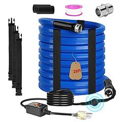 25FT Heated Water Hose for RV with Thermostat Water Line Anti Freeze Protection Down to -40°F 5/8” Inner Diameter Heated Drinking Water Hose for Home 