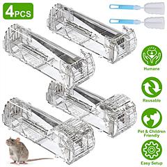 4Pcs Humane Live Mouse Trap Reusable Rat Rodent Trap Catch Release Cage Safe for Family Children Pets Easy Setup