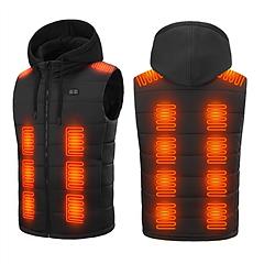 Winter Heated Vest For Men and Women with Detachable Hood 3 Heating Levels 7.4VDC 5V/2A USB Input Unisex Winter Hooded Heated Vest Machine Washable fo