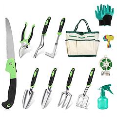 13Pcs Garden Tool Set Aluminum Alloy Gardening Hand Tools Starter Kit With Garden Bag Heavy Duty Outdoor Hand Tools With Non-Slip Ergonomic Handle For