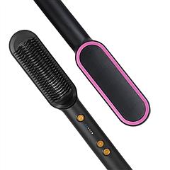 Hair Straightener Brush Electric Hair Straightener Comb Hot Comb for Women Hot Comb with 5 Heating Levels Wide Voltage Range Black