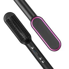 Hair Straightener Brush Electric Hair Straightener Comb Hot Comb for Women Hot Comb with 5 Heating Levels Wide Voltage Range Black