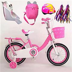 12in Carbon Steel Kid Bike with Backpack Streamers Helmet Detachable Training Wheels