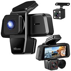 1080P FUD 3 Channel WiFi Dash Cam 170° Wide Angle Triple Car Camera With IR Night G-Sensor Motion Detection Loop Recording App Control Support 128G Ma