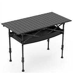 Portable Folding Camping Table With Adjustable Height Hanging Net Rustproof Carbon Steel Foldable Roll-Up Camping Table for Picnic Camping Hiking Beac