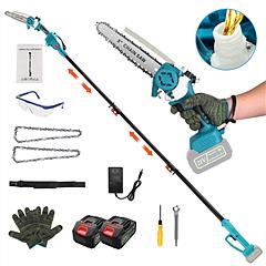 2-IN-1 Cordless Pole Saw And Mini Chainsaw With Extension Pole 21V Battery 8” Electric Brushless Pole Chainsaw with Auto Oiler Safety Switch 6.4LBS Li