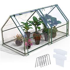 Portable Mini Greenhouse With Roll-Up Zipper Doors Waterproof UV-Resistant PVC Cover Hot House For Indoor Outdoor Garden Patio Backyard 70.86*33.46*37