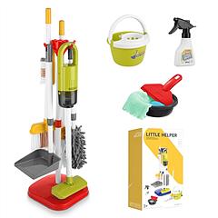 14Pcs Kids Cleaning Toy Set Toddler Housekeeping Pretend Play Kit with Vacuum Cleaner Broom Mop Organization Stand for Boys Girls Aged 3 4 5