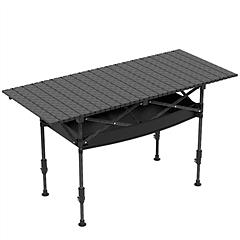 Portable Folding Camping Table With Adjustable Height Hanging Net Rustproof Carbon Steel Foldable Roll-Up Camping Table for Picnic Camping Hiking Beac