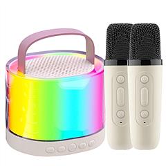 Mini Karaoke Machine With 2 Wireless Microphones Portable Karaoke Set for Kids Adults with RGB Lights Magic Sounds Echo Effect Gift for Boys Girls